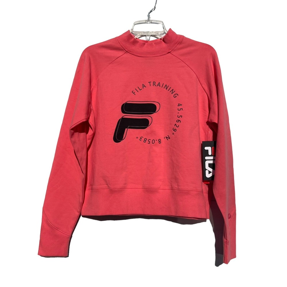Fila Training Womens L Coral Pink Athlete Approved Mock Neck Sweatshirt FW119419